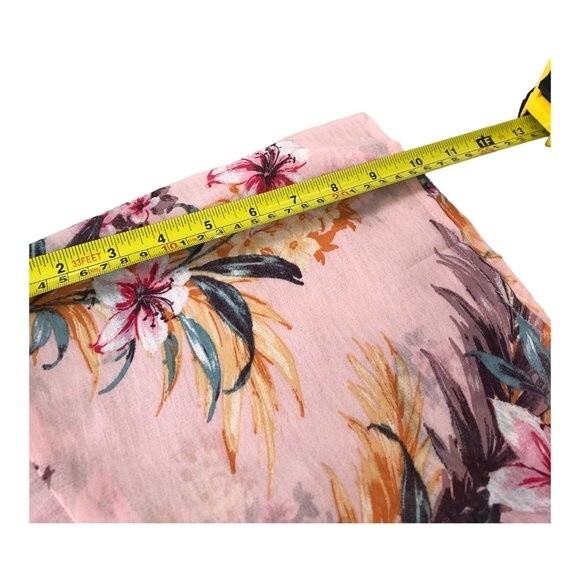 Pinkline Floral Kimono Cardigan Light Pink Floral Sheer 3/4 Sleeve Size L - Picture 8 of 10